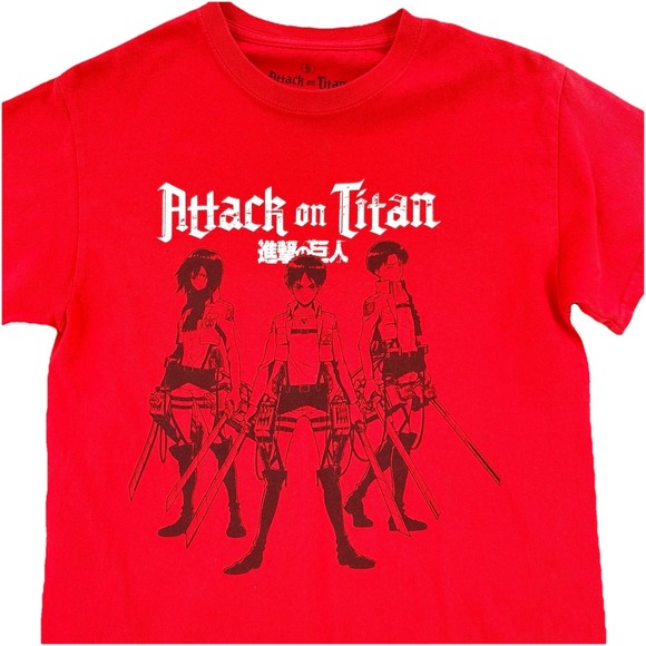 Funimation Other - Attack on‎ Titan T Shirt Men S Eren Mikasa Levi Graphic Red Anime Manga Retro